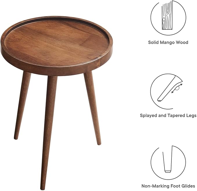 Modway Chiro Solid Wood Side Table in Walnut - Image 7