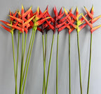 3 Pcs Orange Bird of Paradise Flowers Artificial &10 Pcs Areca Palm Leaves - Image 3