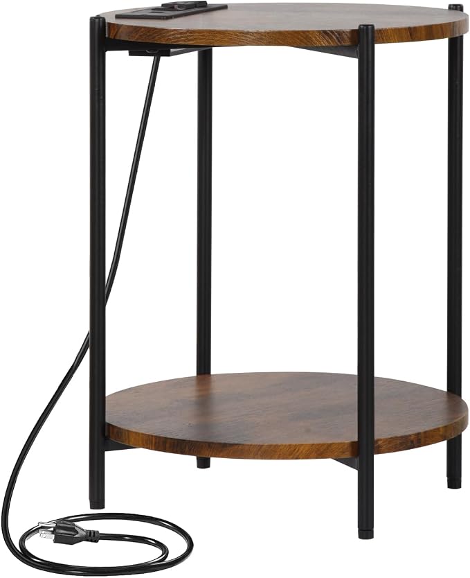 Gawicpy 2 Tier Round Side Table, Folding End Tables Coffee Table Simplistic - Image 4