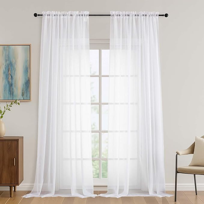 White Bedroom Curtains 96 Length by OVZME