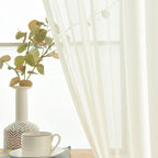 SpaceDresser Ivory Sheer Curtains 4 Panels Rod Pocket Semi-Sheer Curtain 90 - Image 4