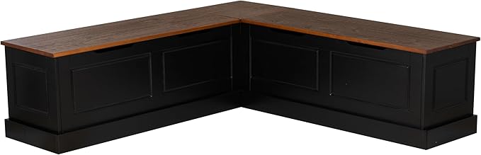 Linon Harris Black and Walnut Backless Kitchen Dining Nook by Linon