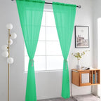 SpaceDresser Basic Rod Pocket Sheer Voile Window Curtain Panels Grass Green 1 - Image 2