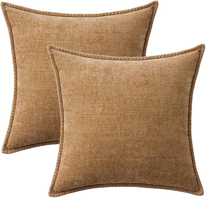 MIULEE Decorative Couch Throw Pillow Covers 18x18 Inch Apricot Brown 2 Pack | - Image 8