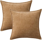 MIULEE Decorative Couch Throw Pillow Covers 18x18 Inch Apricot Brown 2 Pack | - Image 8