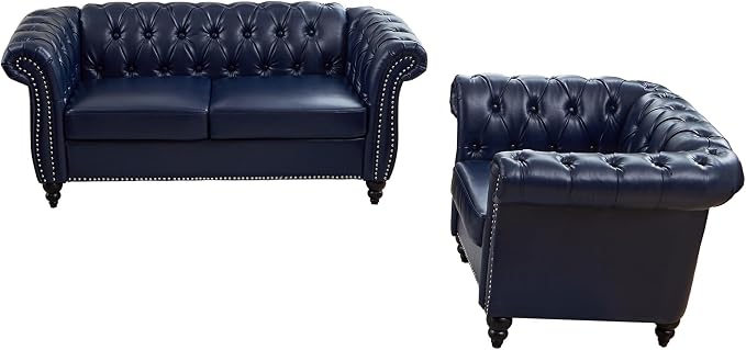 QHITTY 2 Piece Living Room Set, Sectional Chesterfield Sofa Chair Contemporary - Image 9