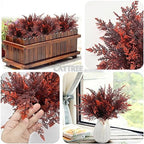 CATTREE Artificial Fern Shrubs Fake Boston Ferns Plant Bushes Plastic Leaves Plants Indoor Outdoor Garden Window Box Verandah Decor Party Table Centerpieces Wedding Christmas DIY Decoration Red 8 Pack - Image 4