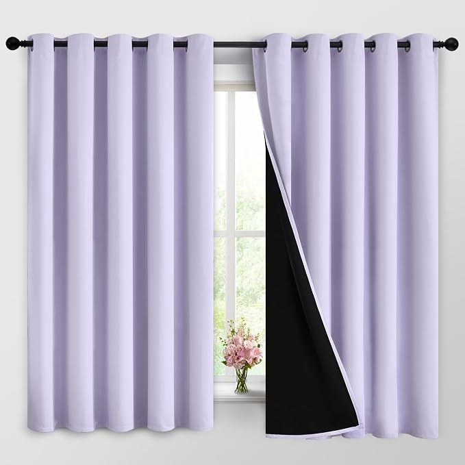 Yakamok Lilac 100% Blackout Curtains 63 Inches Long by Yakamok