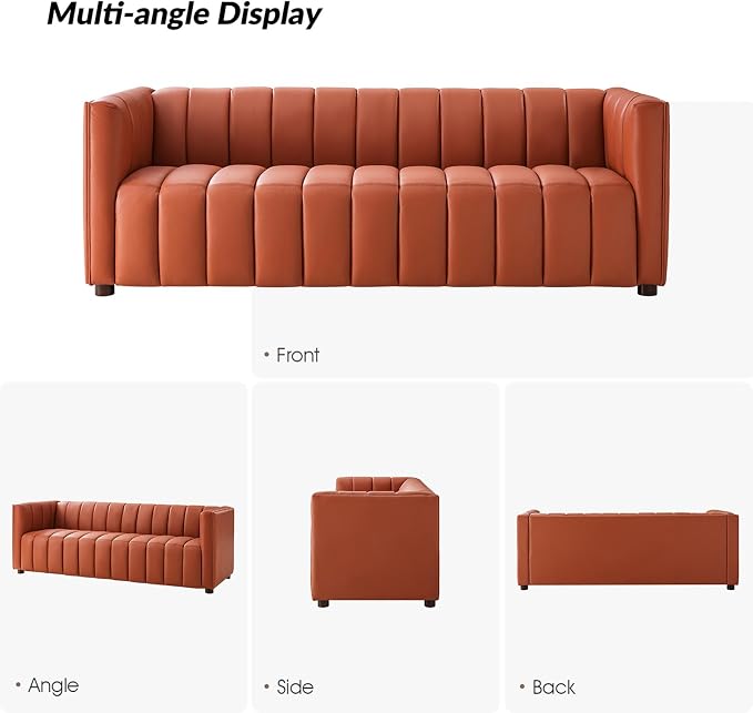 HULALA HOME 83" Genuine Leather Sofa - Image 5