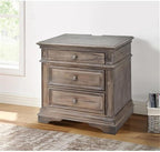 Pemberly Row Solid Wood Queen Panel Bed, Driftwood Gray Finish, Upholstered - Image 5