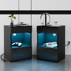 HOMMPA Set of 2 Open Shelf LED Nightstands by Hommpa