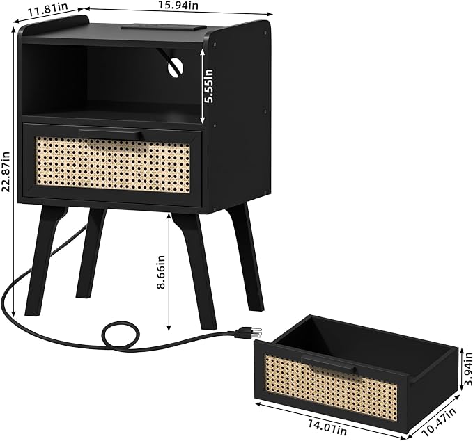 Lerliuo Rattan Nightstands Set of 2 - Image 3