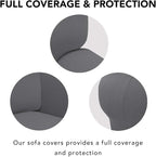 PureFit Stretch Couch Covers for Sofa 4 Seater Slipcovers Gray | 1-Piece Sofa - Image 3