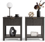 Fluted Night Stand with Golden Handle, Bedside Table with Storage Shelf by TROJMHome