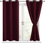 Blackout Curtains for Bedroom, Burgundy 42 x 54 Inch 2 Drape Panels | Thermal by Hiasan