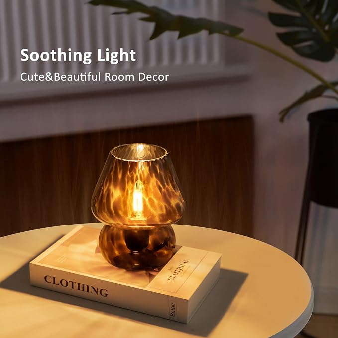 ONEWISH Mushroom Lamp Small Vintage Table Lamp - Image 3