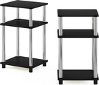 Furinno JUST Side Table Set of 2, 3-Tier Modern End Tables, Open Shelves Night - Image 7