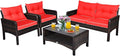 Tangkula 4 Piece Patio Furniture Set, Outdoor Wicker Conversation Set by TANGKULA