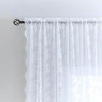 YJ YANJUN Vintage Lace Curtains 84 Inches Long Brilliant White 2 Panels | - Image 4