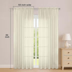 Sheer Curtains 84 Inches Long 2 Panels Set, Sheer Cream Curtains - Image 2