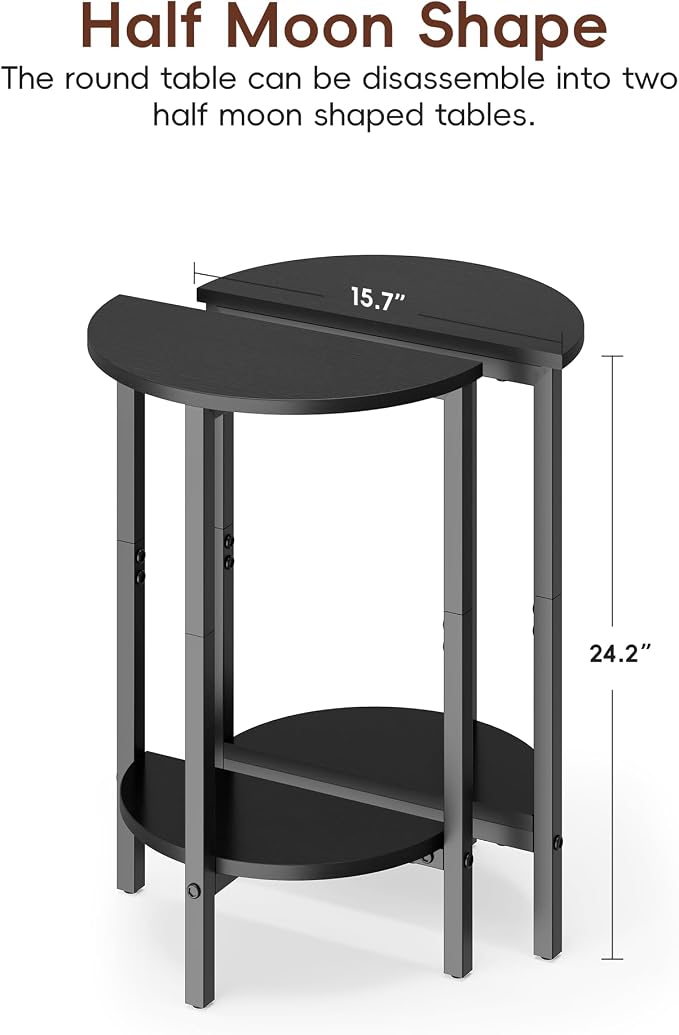 Vagusicc Side Table, Small End Table, 2 Tier Couch Side Tables, Small Round - Image 3