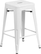 Flash Furniture Lily 4 Pack Commercial Grade 24" High Backless White Metal - Image 8