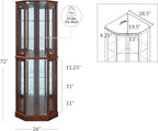 BELLEZE Lighted Corner Display Curio Cabinet, Bar and Liquor Storage Area - Image 2