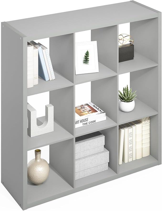 Furinno Simple Cube Storage Organizer, 9-Cube Display Shelf, Open Back Shelving by Furinno-FitsYourSpaceFitsYourBudget