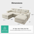 Novilla 108" Modular Sectional Sofa, Modular Sectional Couches - Image 2