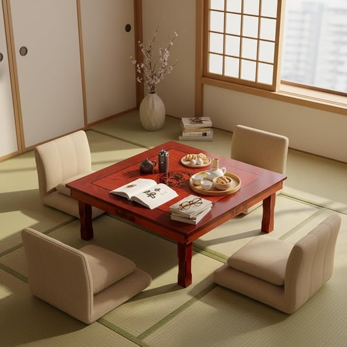 DAMEDAI Square 80X80cm Korean Floor Table Folding Legs Luxury Antique Home - Image 8