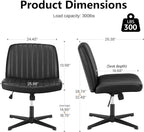 OLIXIS Criss Cross Legged Chairs Armless No Wheels Wide Seat Height Adjustable - Image 3