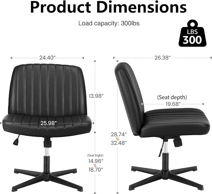 OLIXIS Criss Cross Legged Chairs Armless No Wheels Wide Seat Height Adjustable - Image 3