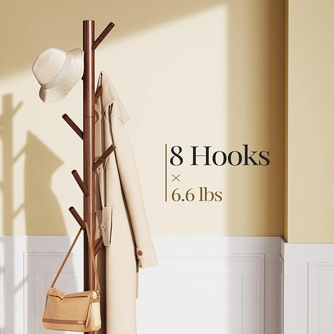 Pipishell Sturdy Wooden Coat Tree - Image 2
