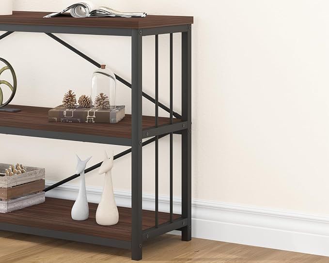 LVB Wood Console Entryway Table, Metal Wooden 3 Tier Sofa Table - Image 8