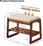SOBIBO Solid Wood Shoe Bench, 2-Tier Wooden Entryway Bench, Modern Shoe Rack - Image 2