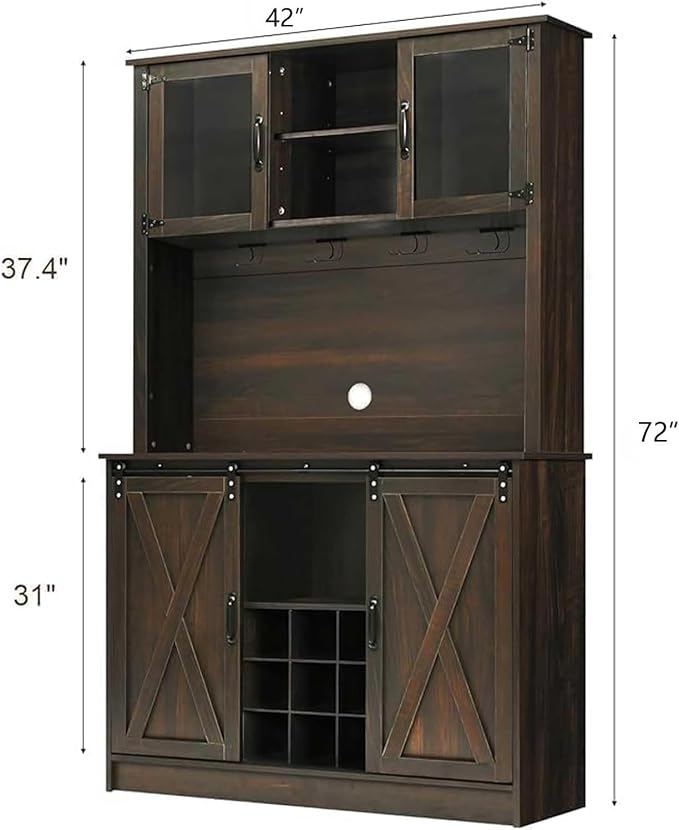 4ever2buy 72" Farmhouse Coffee Bar Cabinet - Image 2