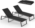 Aluminum Chaise Lounge Chair Outdoor, Foldable& No Assembly Patio Pool Lounge by Oasbira