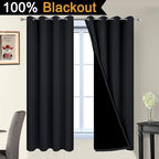 Yakamok Black 100% Blackout Curtains 63 Inches Long - Image 2