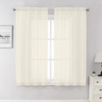 Cream Sheer Curtains 63 Inch Length 2 Panels Set, Elegant Voile Window Curtains by Lecloud