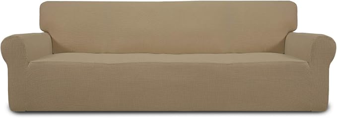 Easy-Going Stretch 4 Seater Oversized Sofa Couch Cover Tan | 1-Piece Extra by Easy-Going