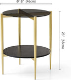 LumFurn Round Glass End Table, Mid-Century Modern Design Sofa Table - Image 2