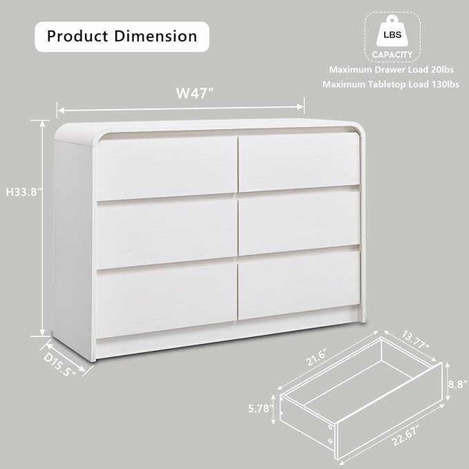 Aitjunz Modern 6 Drawers Dresser - Image 2