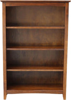 Solid Wood Bookcase 48" High, Adjustable Shelves, Parawood Construction by InternationalConcepts