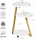 BEWISHOME Round End Table Marble Side Table - Image 3