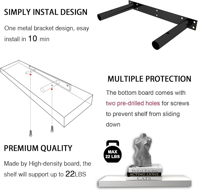 Rustic Brown Floating Shelves for Wall，24in Wall Mounted Display Ledge Shelves - Image 8
