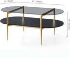 LumFurn Oval Glass Coffee Table, Mid-Century Modern Design, L41 x W21 x H17 inch - Image 2