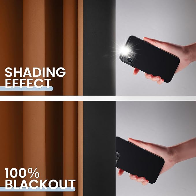 SimpleHome Orange 100% Blackout Curtains Room Darkening Living Room 63 Inch | - Image 4
