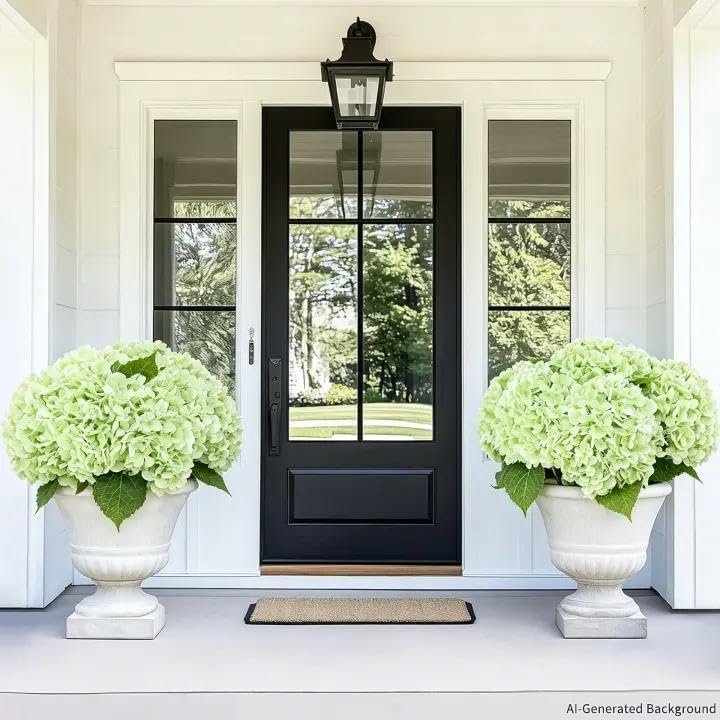 6Pcs Real Touch Hydrangea Artificial Flowers, 21" Fake Flowers, Light Green - Image 5