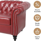 Mid-Century 2 Seater Sofa, Faux Leather Loveseat - Image 4