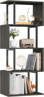 Furologee Geometric Bookshelf 5 Tier Bookcase, Industrial S-Shaped Display by Furologee